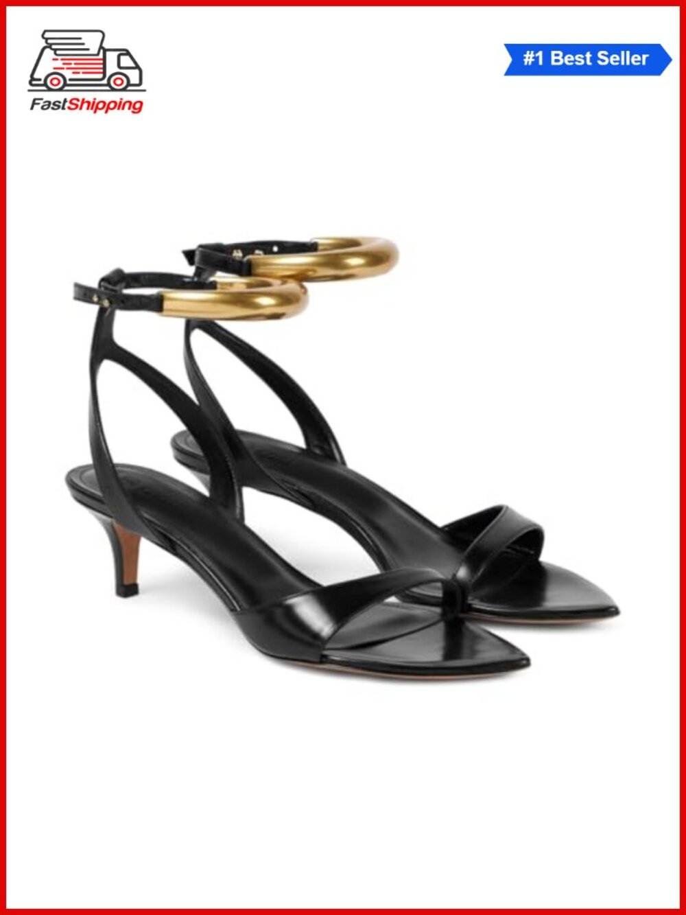 ✨ Womens Low Kitten Heel Sandals Strappy Pointed Open Toe Ankle Strap Faux